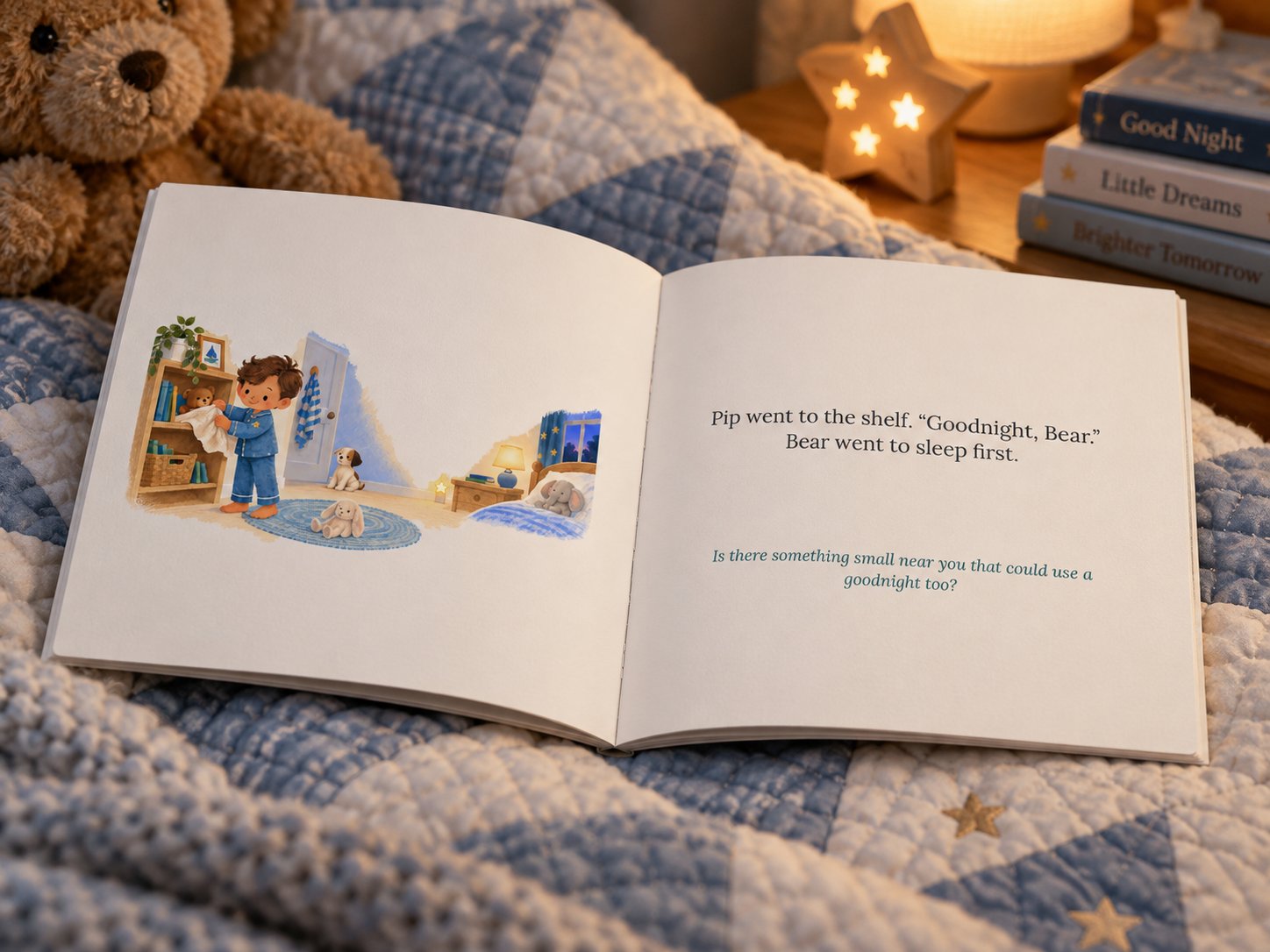 An open book showing an illustrated spread